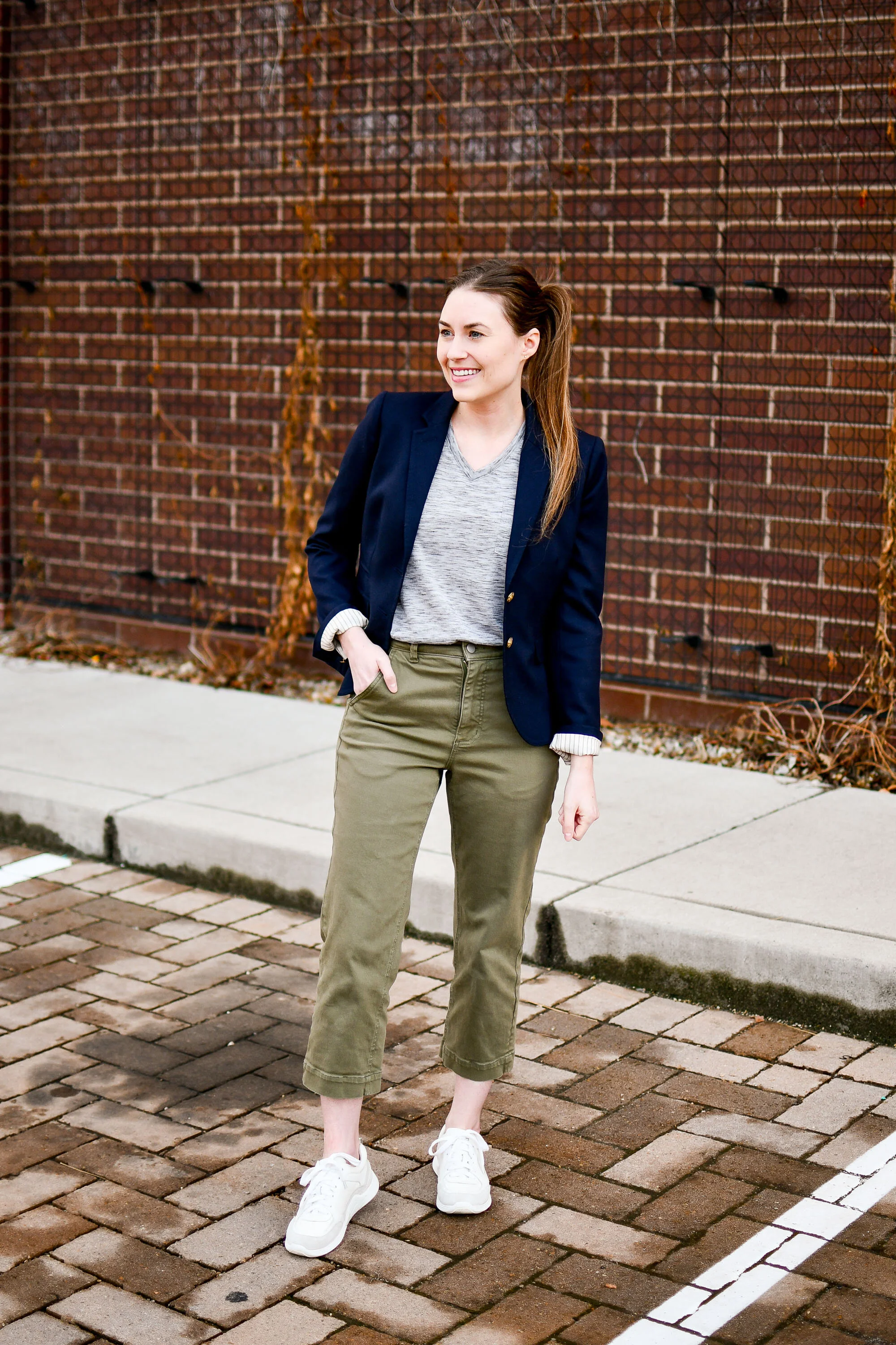 Cropped pants with clearance sneakers
